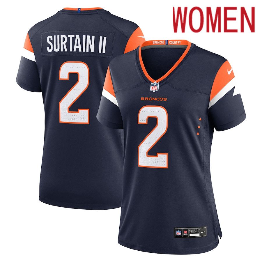 Women Denver Broncos #2 Patrick Surtain II Nike Navy Alternate Game NFL Jersey